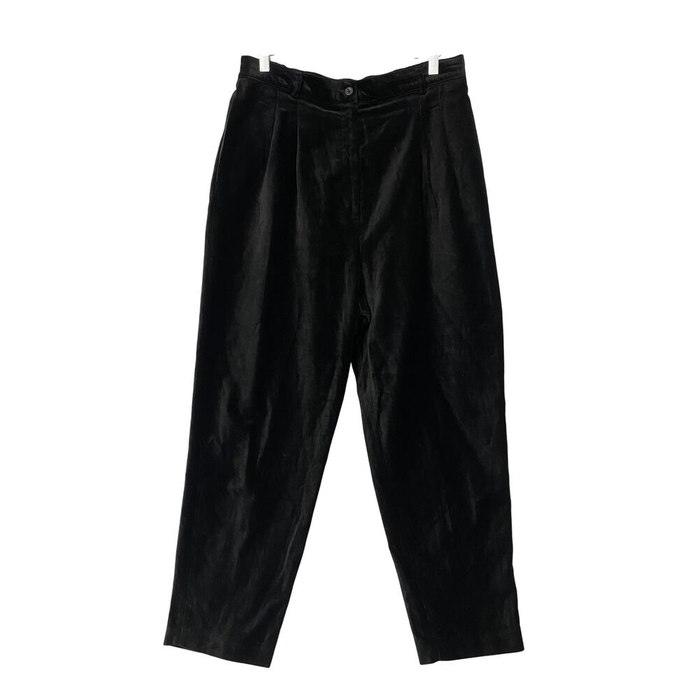 Vintage Laura Scott Velvet Pants Womens 16 Black Elastic Back Pleated 90s‎ 30x29